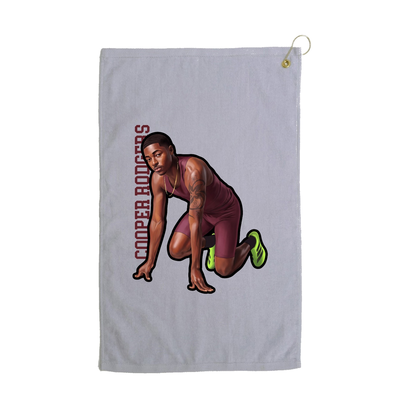 Golf Towel — Name Vertical in Grey