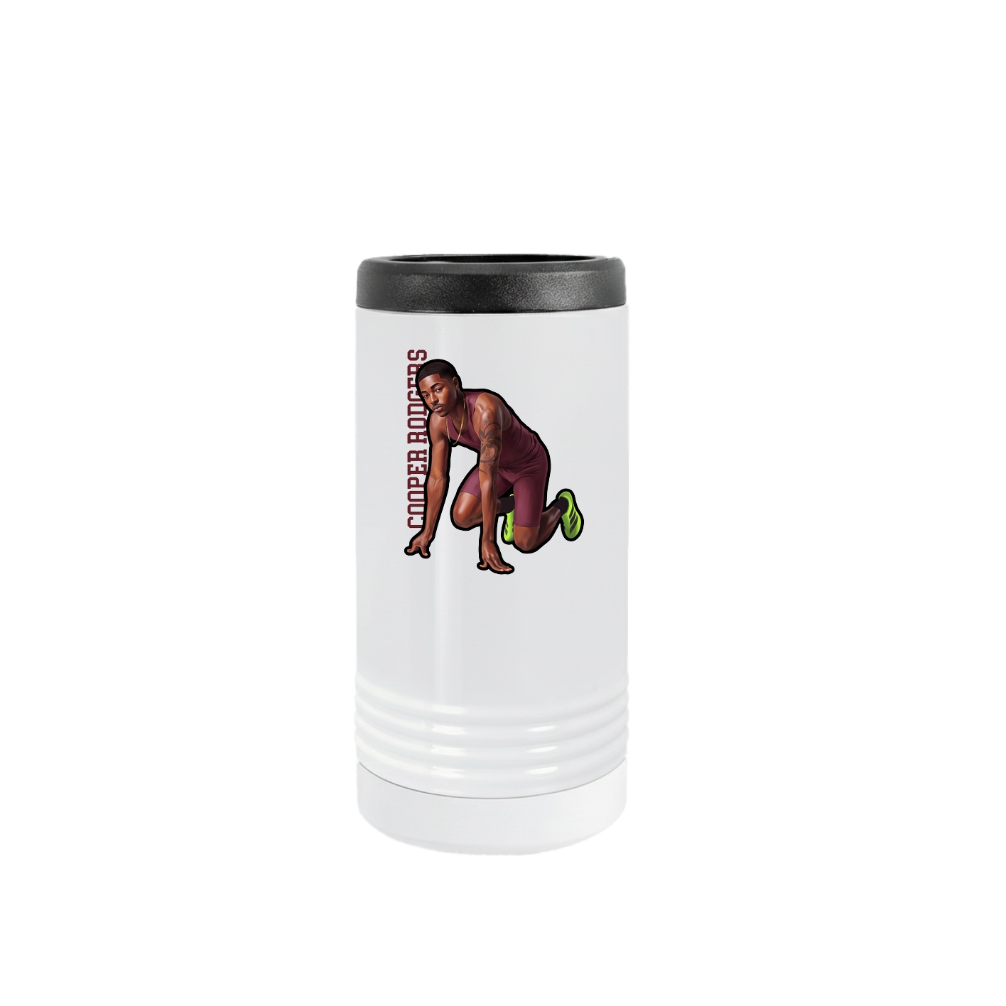 Slim Beverage Holder — Name Vertical in White