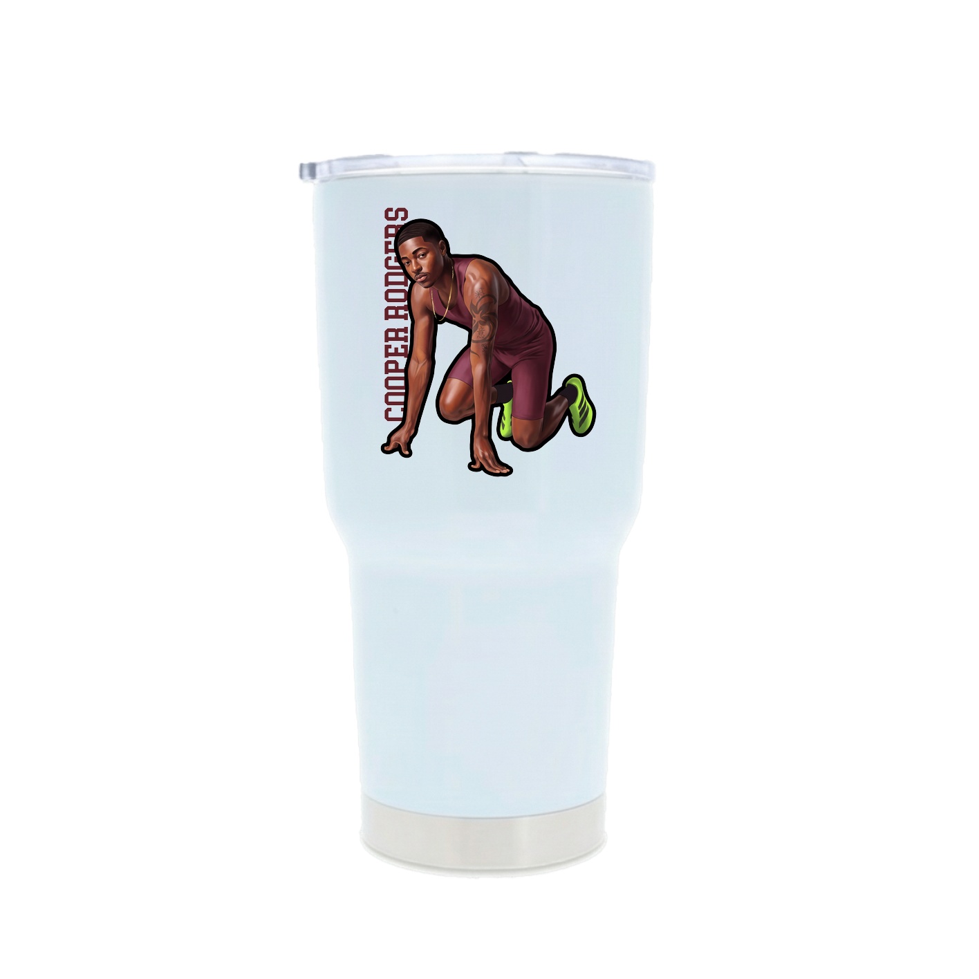 30oz Stainless Steel Tumbler — Name Vertical in White