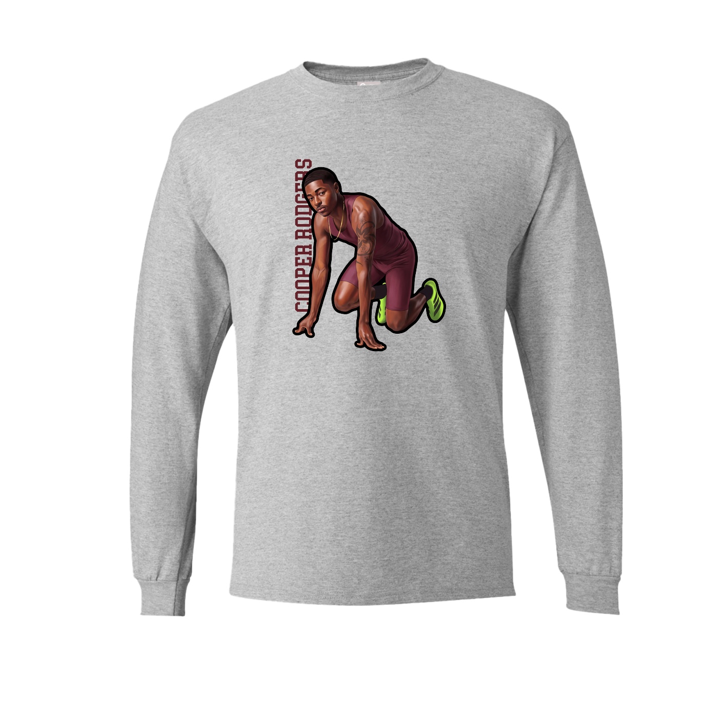 Long Sleeve Tee — Name Vertical in Grey