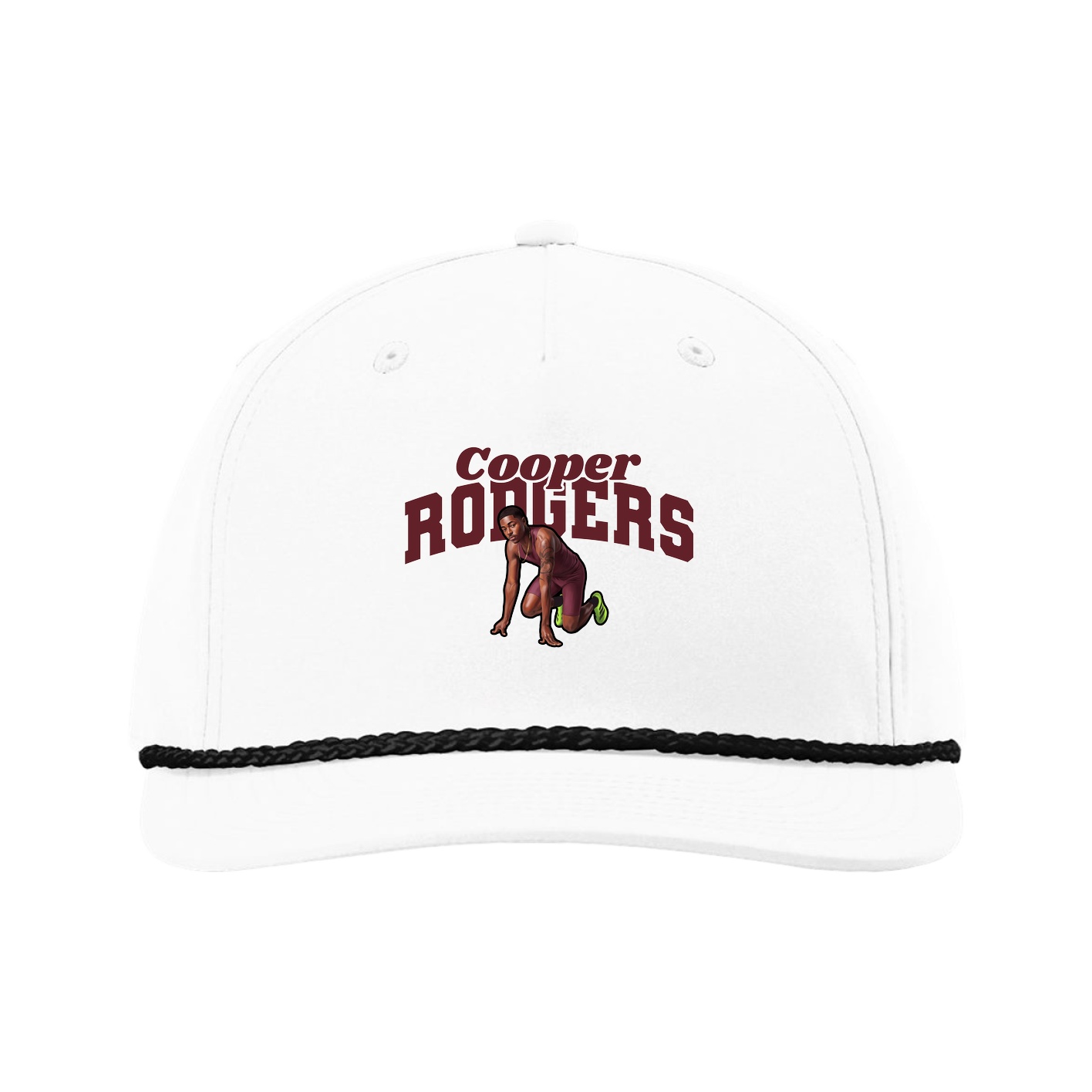 Five-Panel Classic Rope Cap — Signature Arch in White