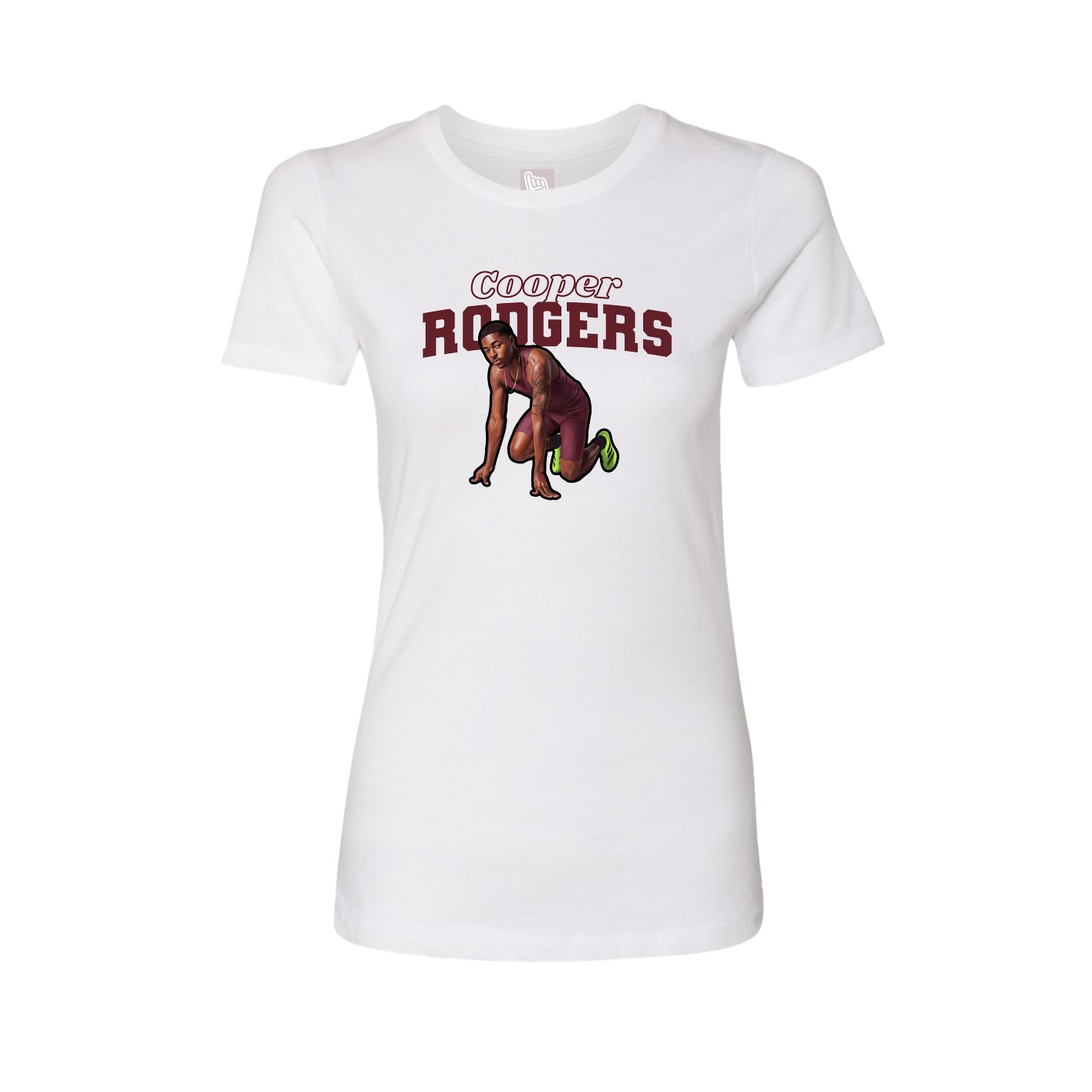 Fitted Women's Tee — Name Arch in White