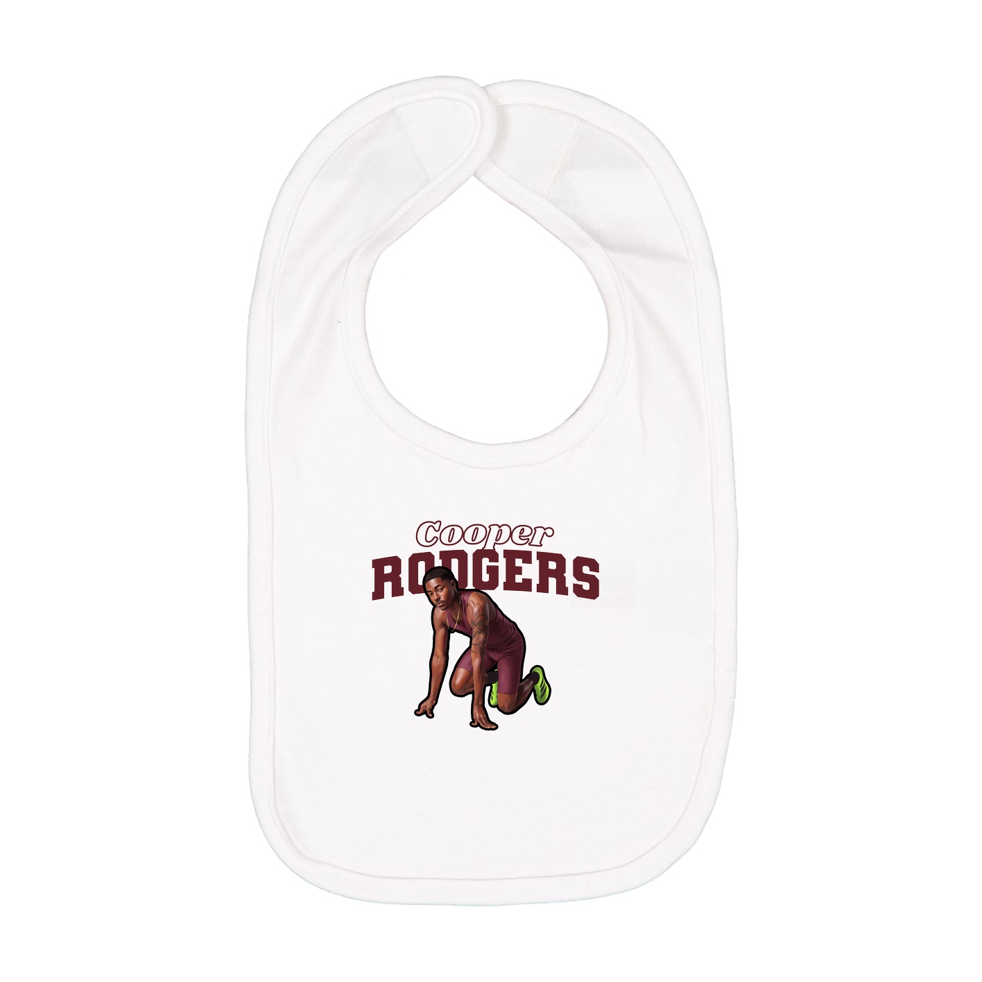 Infant Bib — Name Arch in White