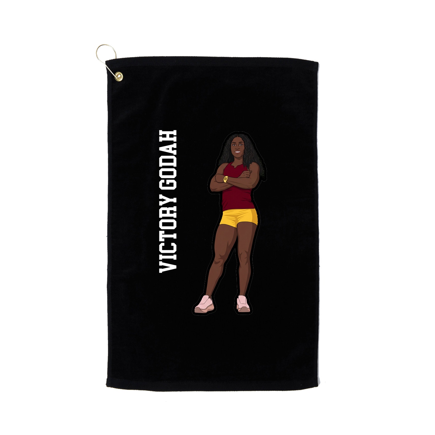 Golf Towel — Name Vertical in Black