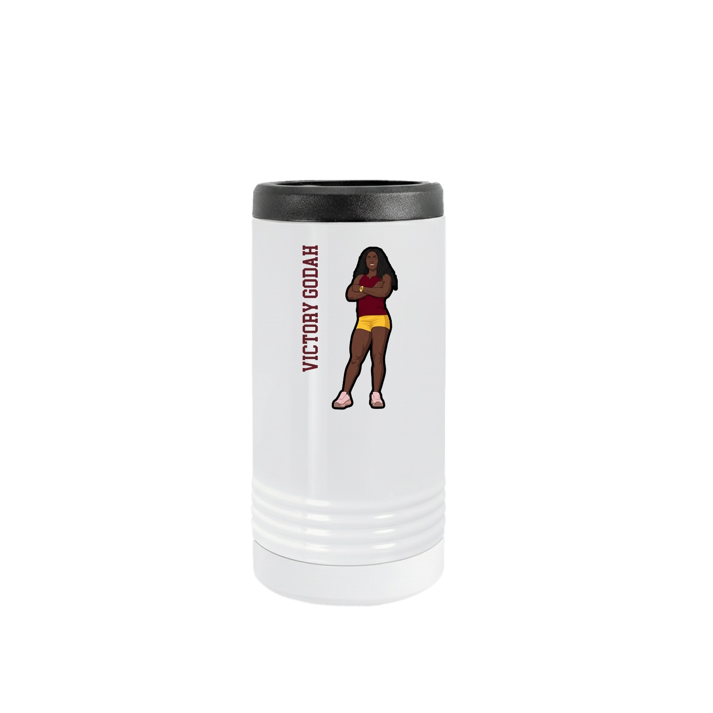 Slim Beverage Holder — Name Vertical in White
