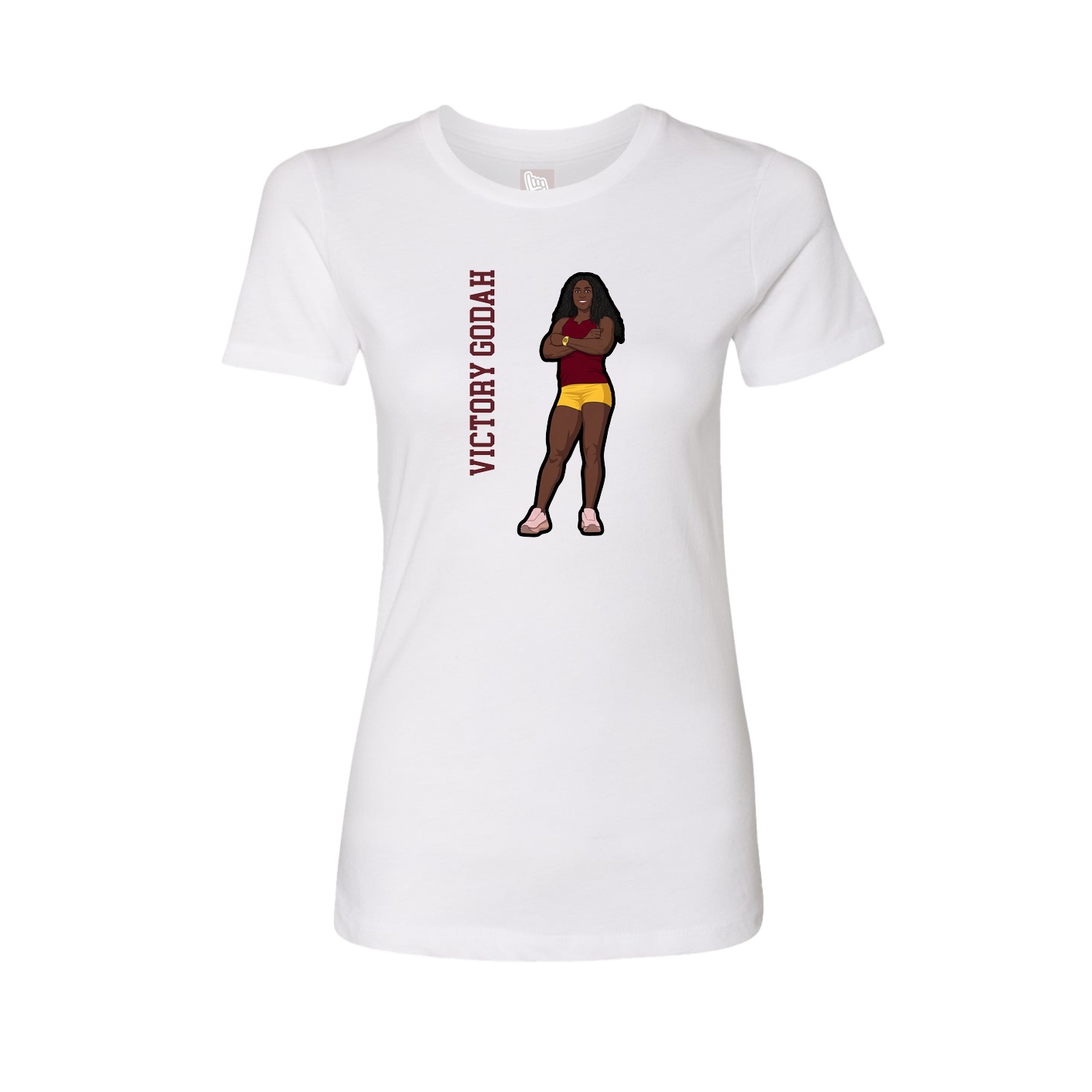 Fitted Women's Tee — Name Vertical in White