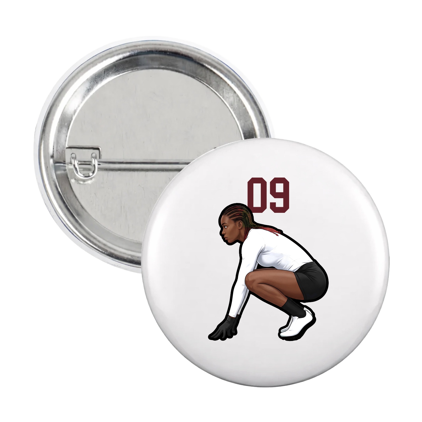Game Day Button — Number Top in White