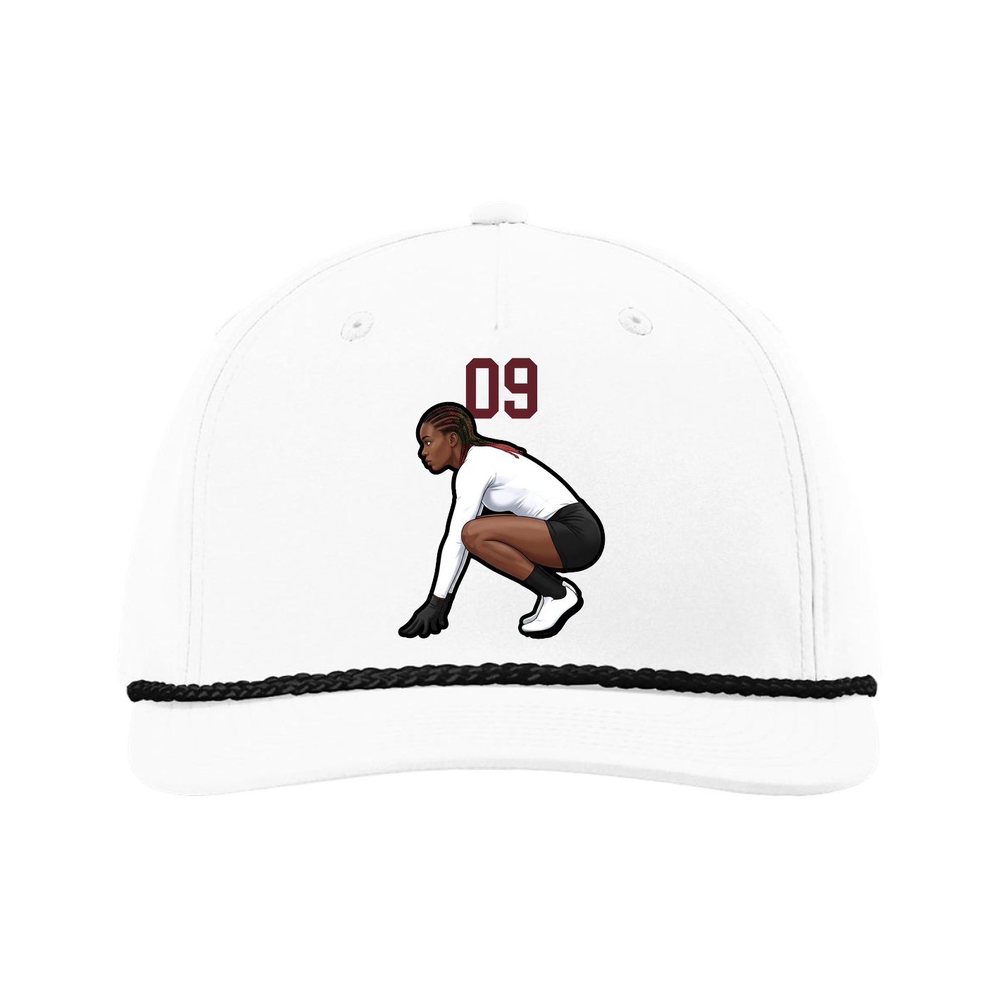 Five-Panel Classic Rope Cap — Number Top in White