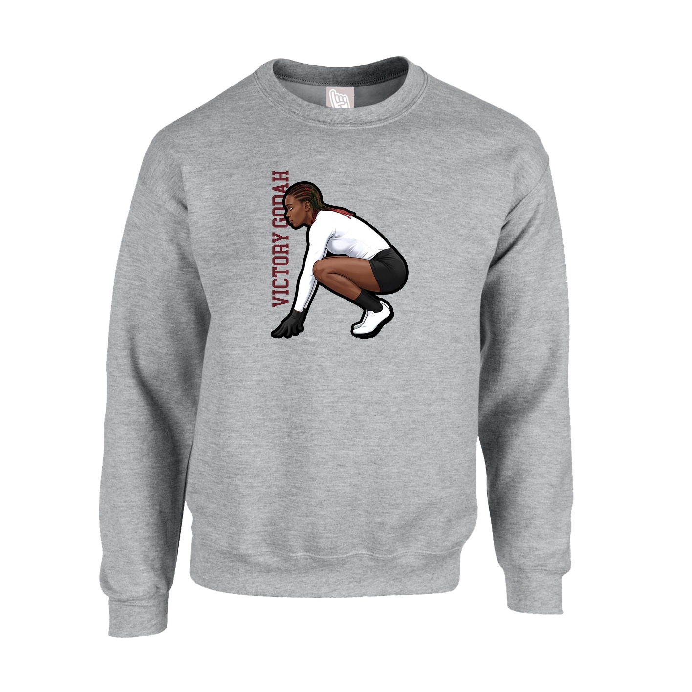 Fleece Crew — Name Vertical in Grey