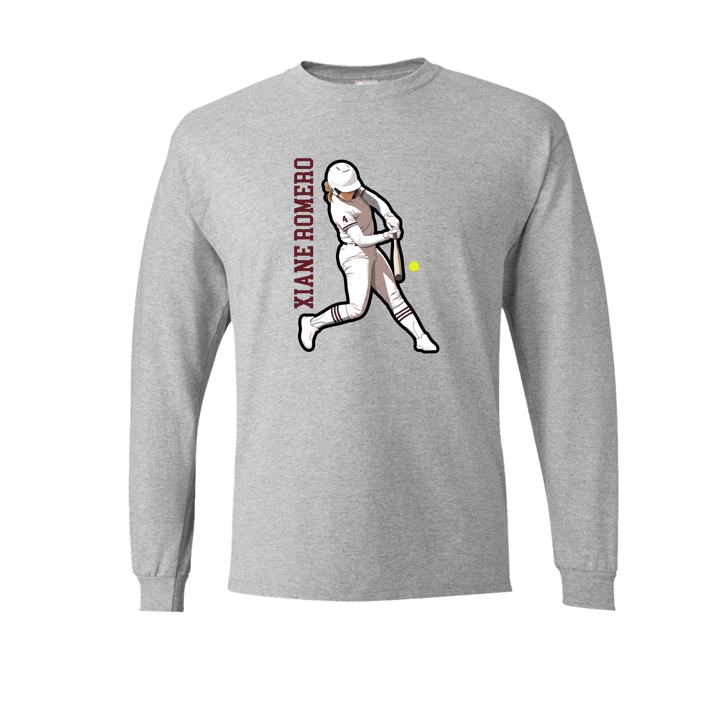 Long Sleeve Tee — Name Vertical in Grey