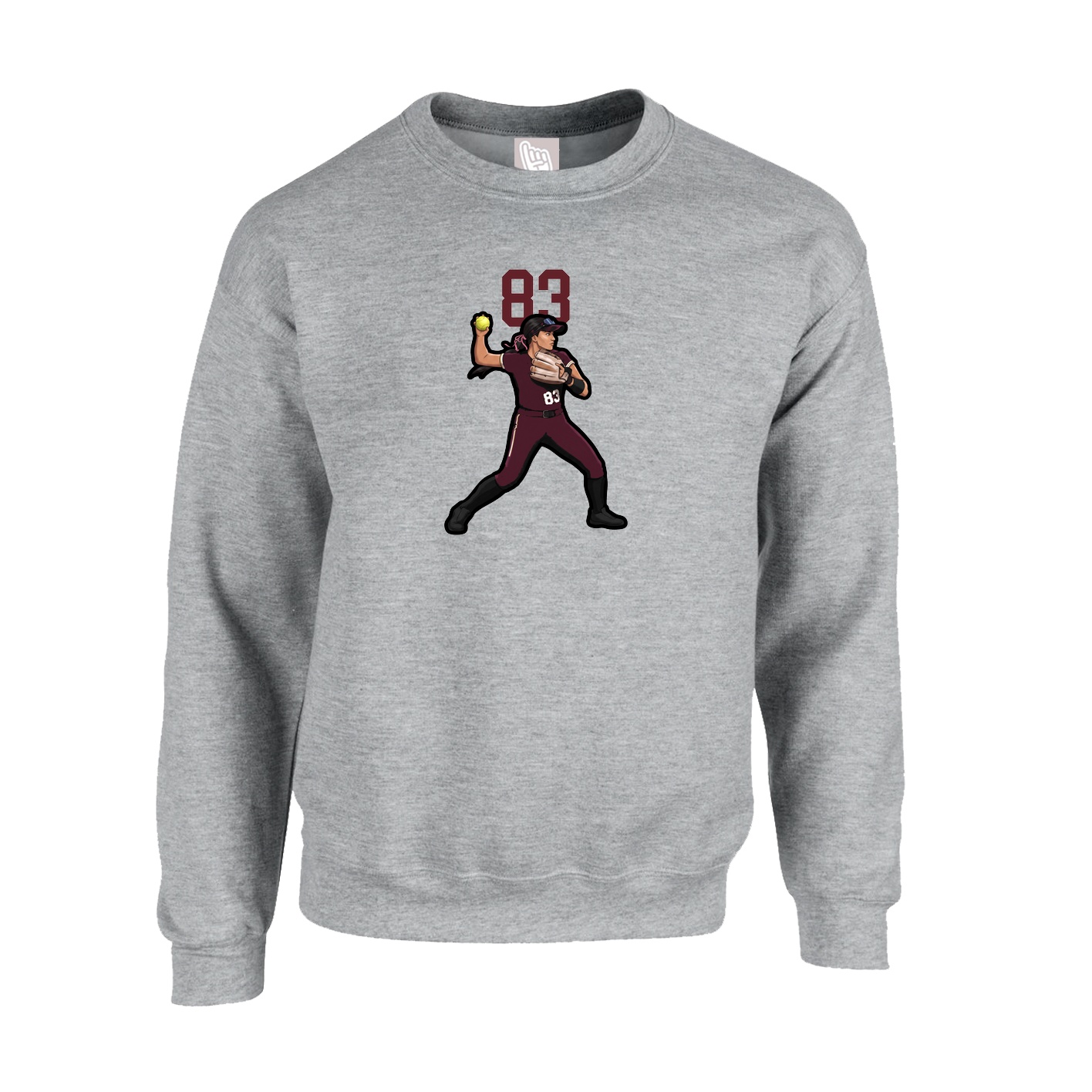 Fleece Crew — Number Top in Grey