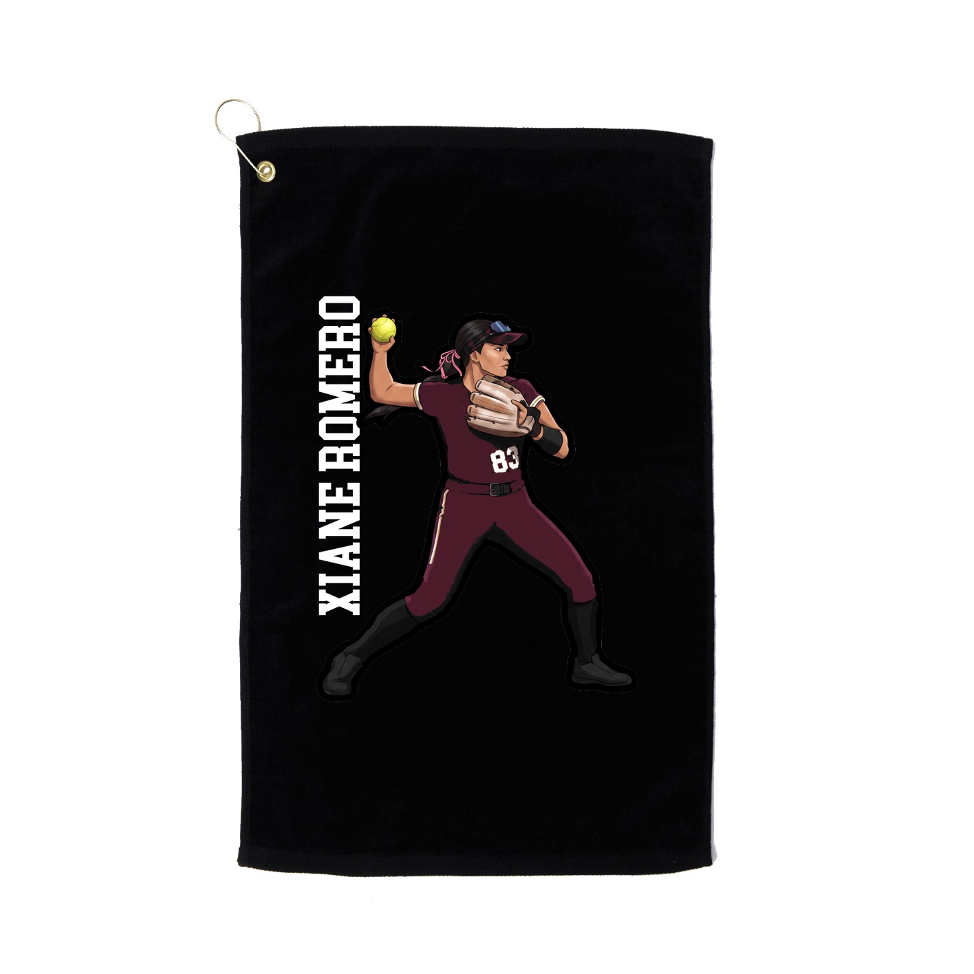 Golf Towel — Name Vertical in Black