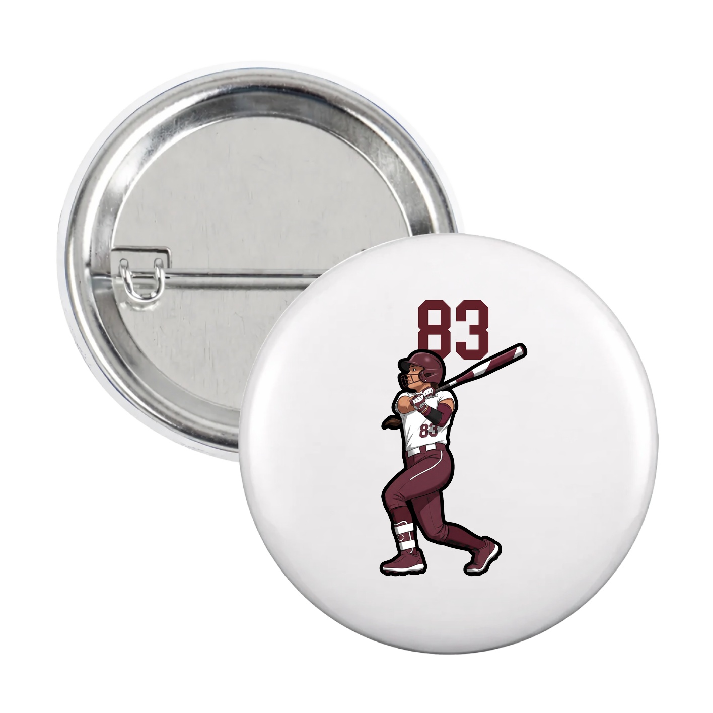 Game Day Button — Number Top in White