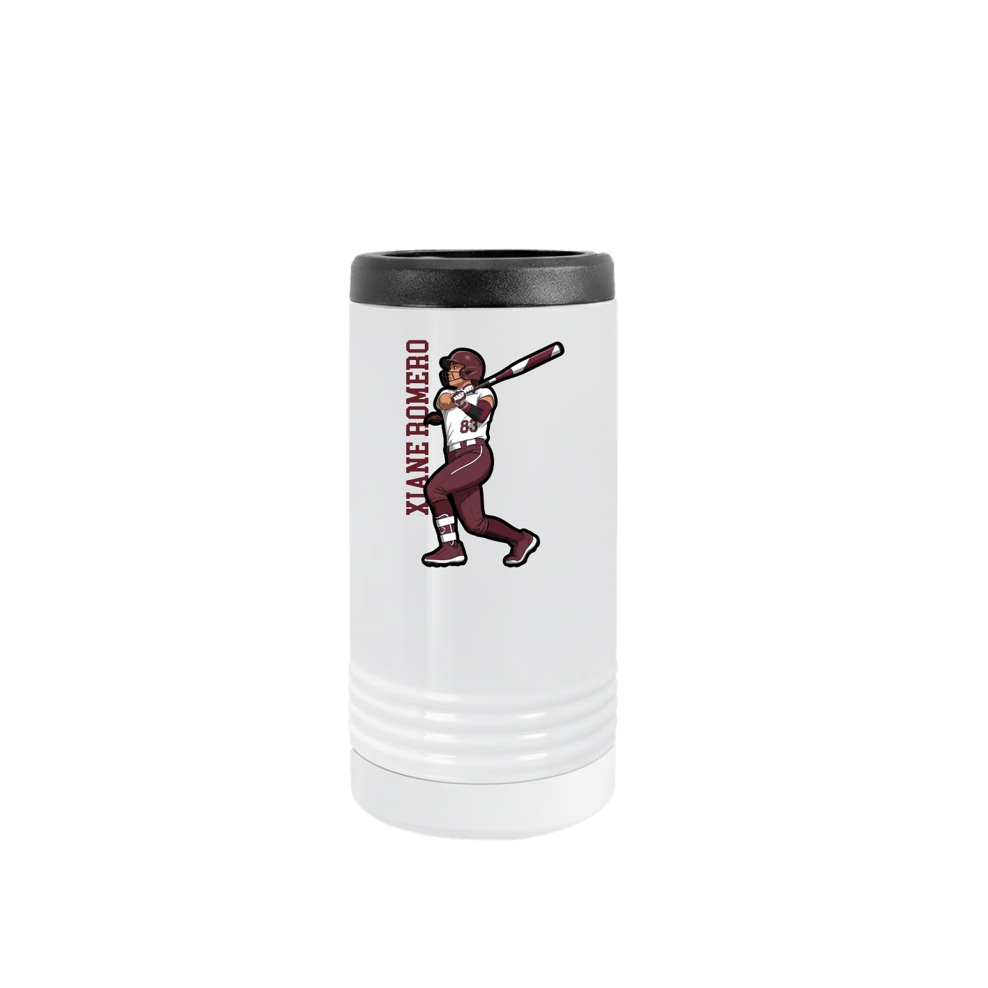 Slim Beverage Holder — Name Vertical in White
