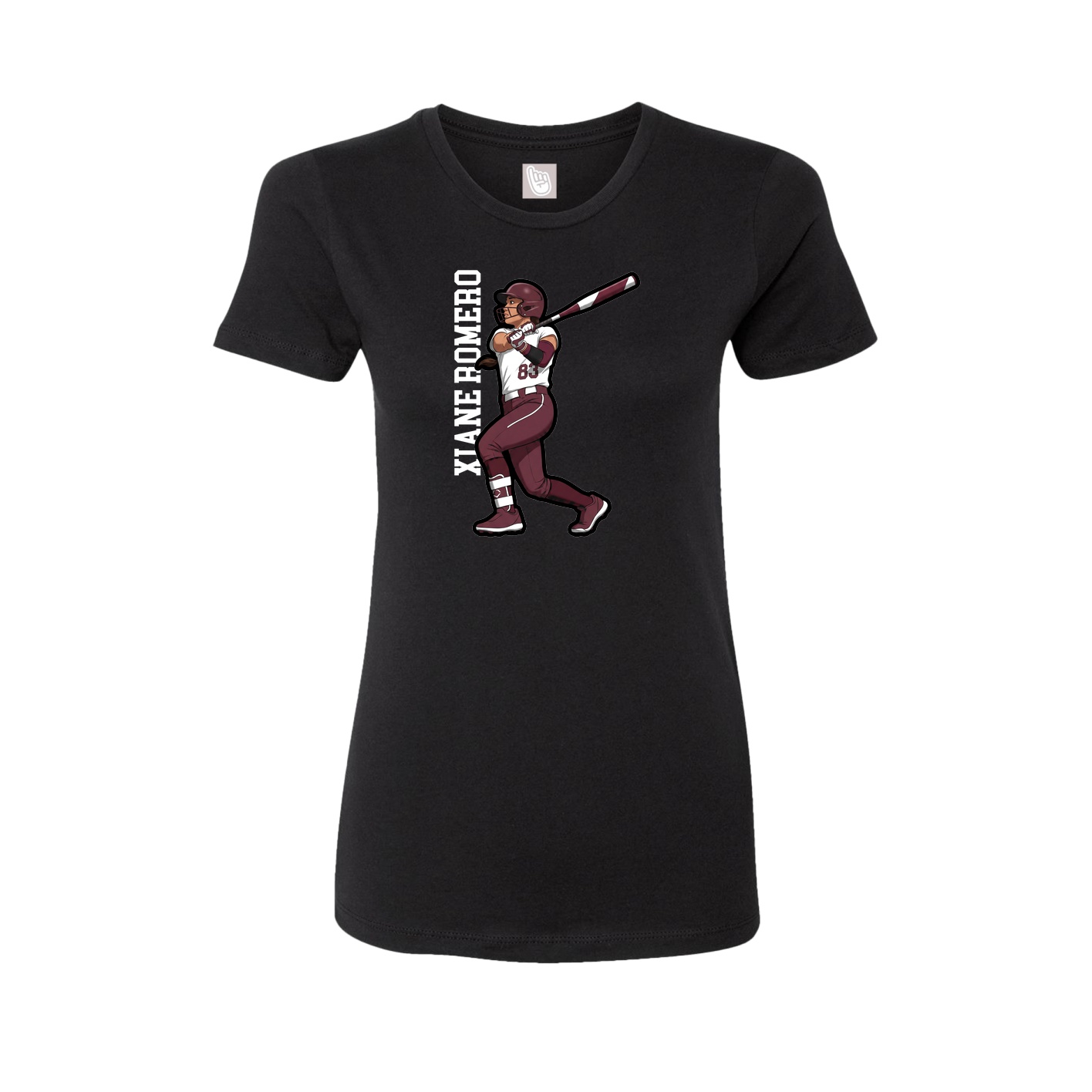 Fitted Women's Tee — Name Vertical in Black