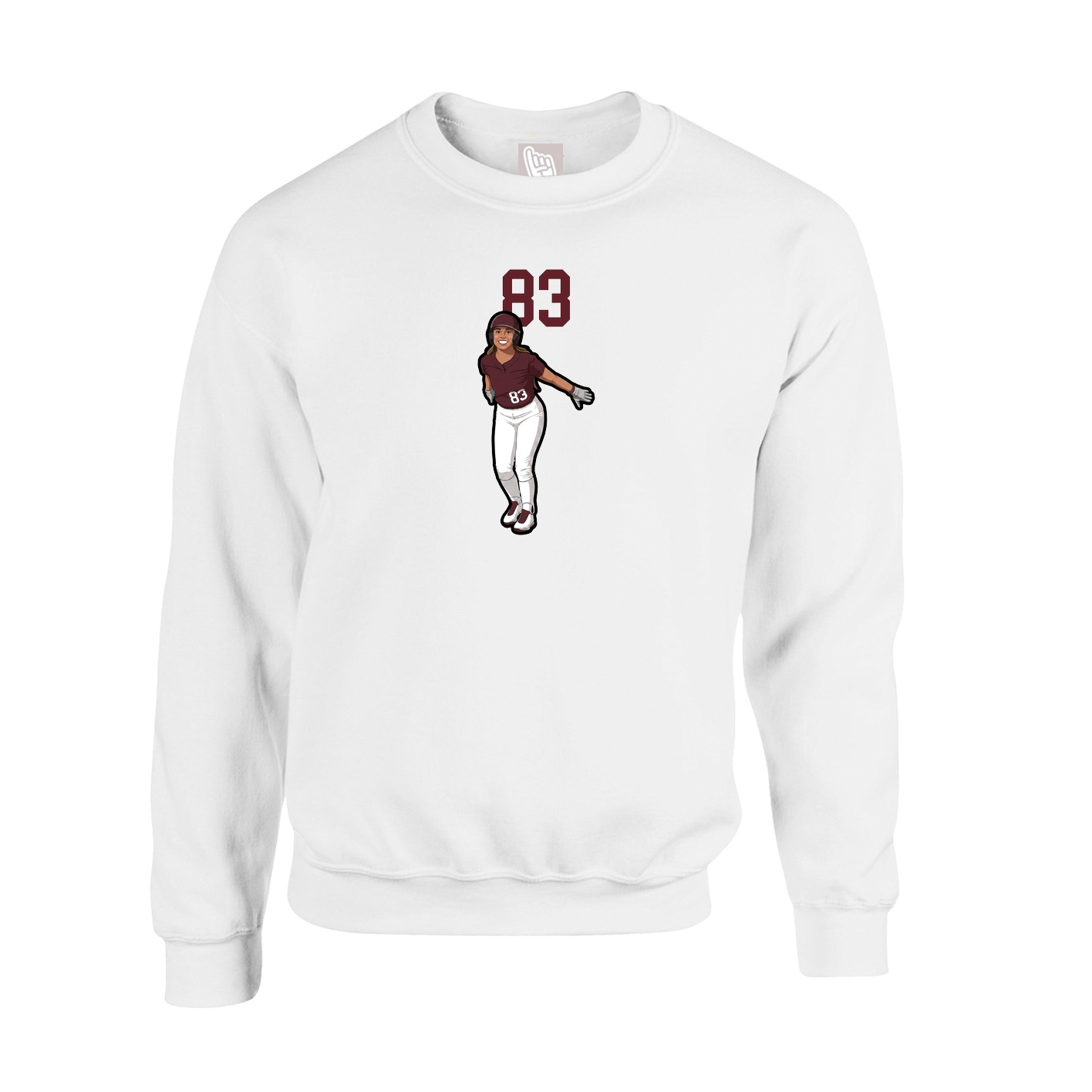 Fleece Crew — Number Top in White