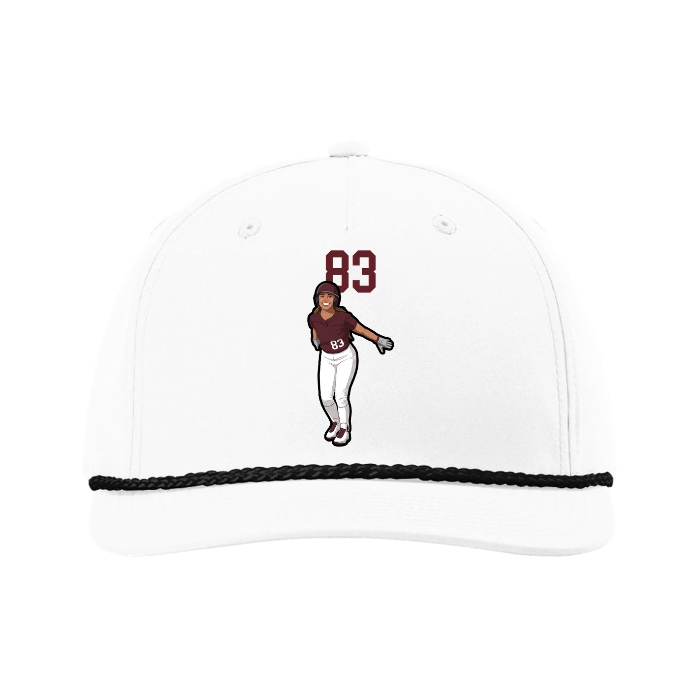 Five-Panel Classic Rope Cap — Number Top in White