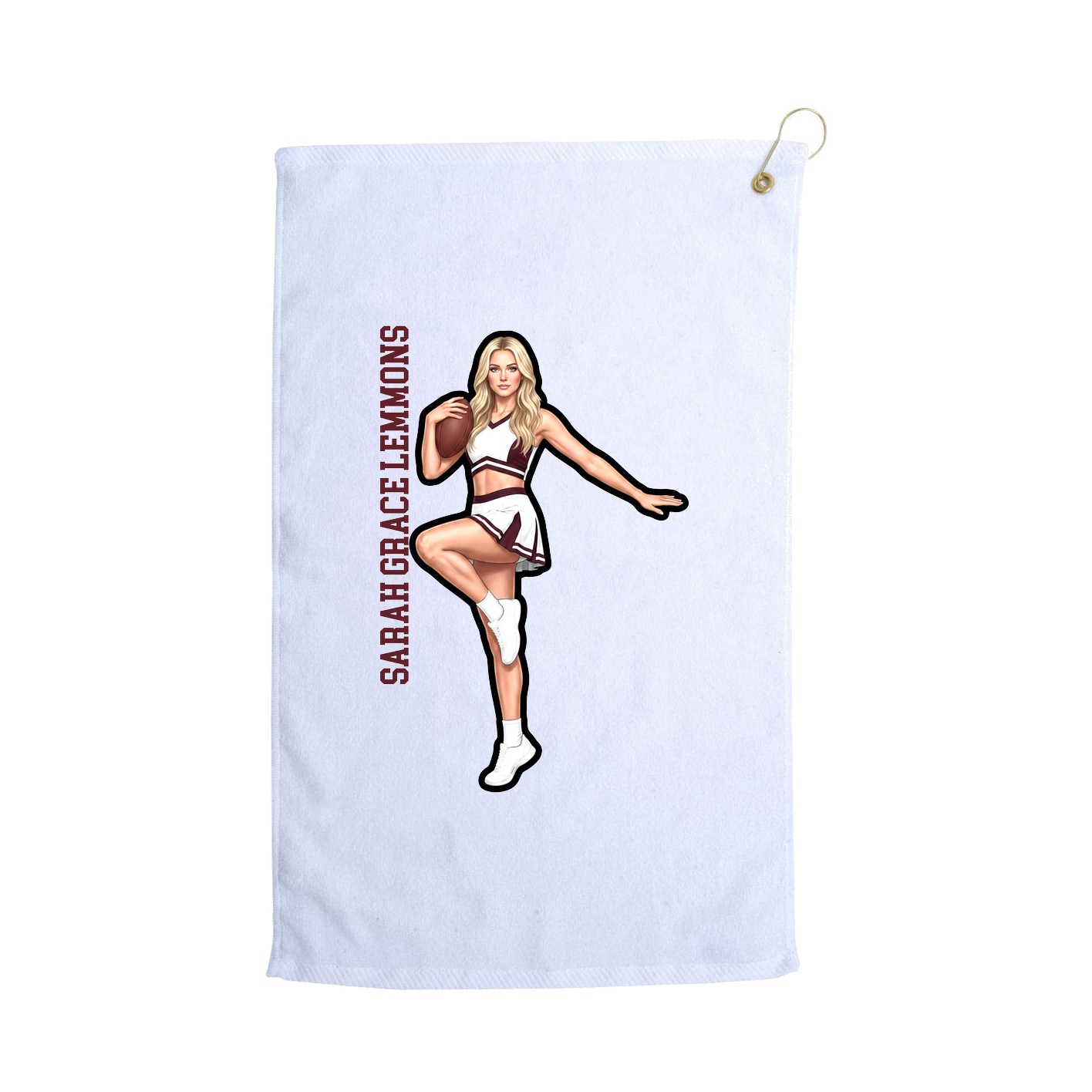 Golf Towel — Name Vertical in White