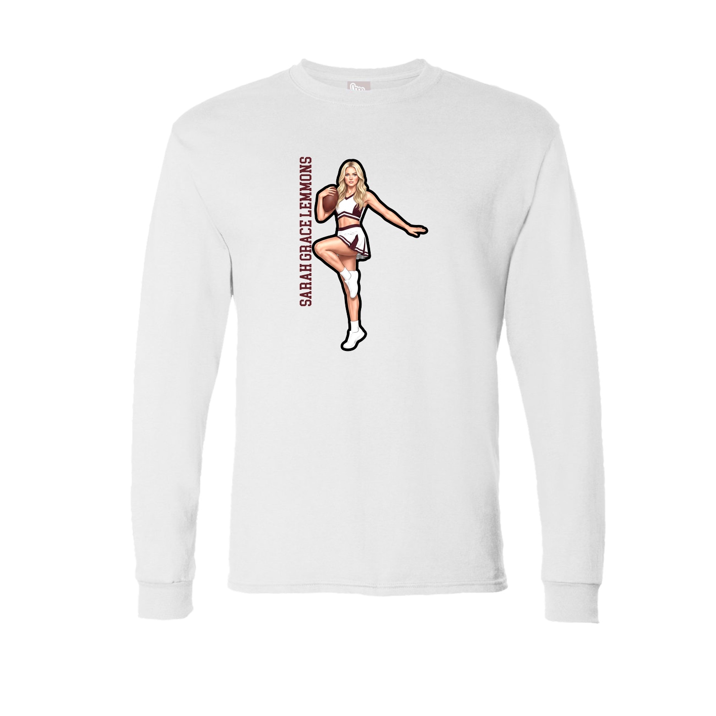 Long Sleeve Tee — Name Vertical in White