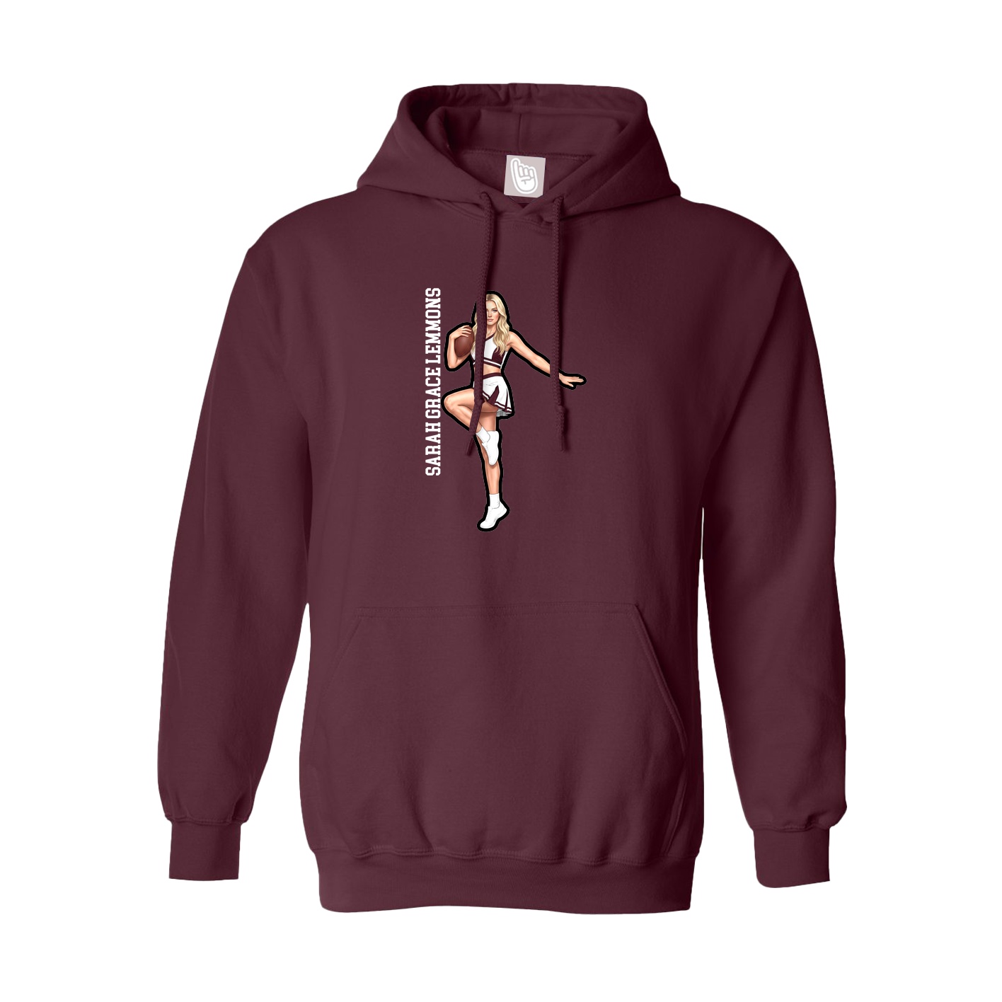 Hoodie — Name Vertical in Maroon