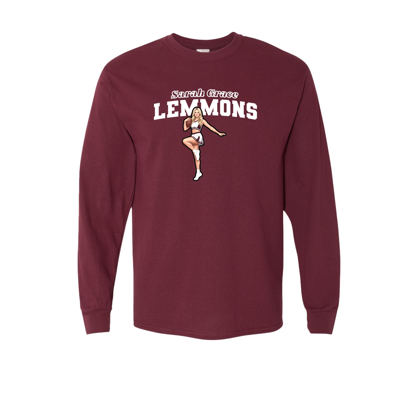 Long Sleeve Tee — Name Arch in Maroon