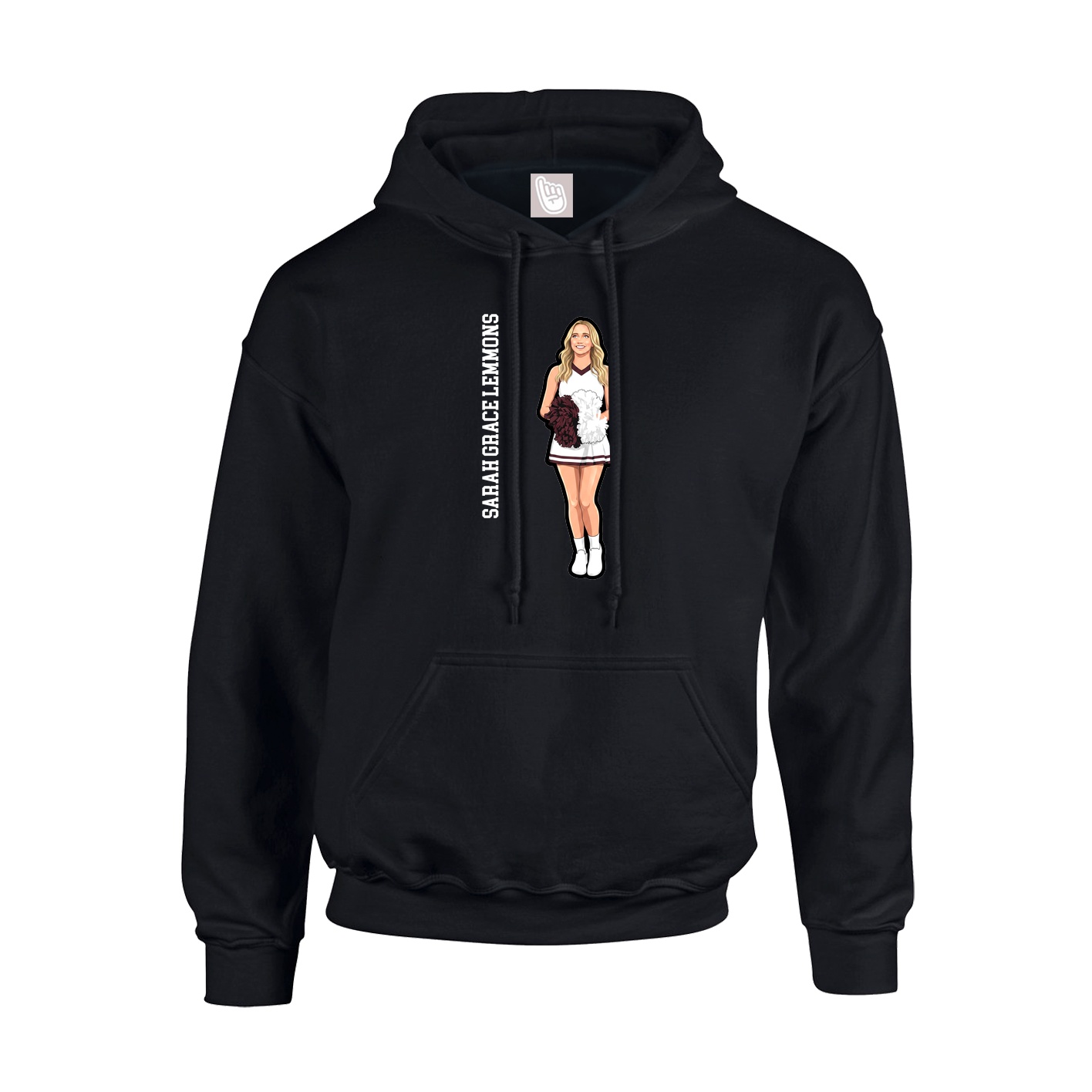 Youth Hoodie — Name Vertical in Black