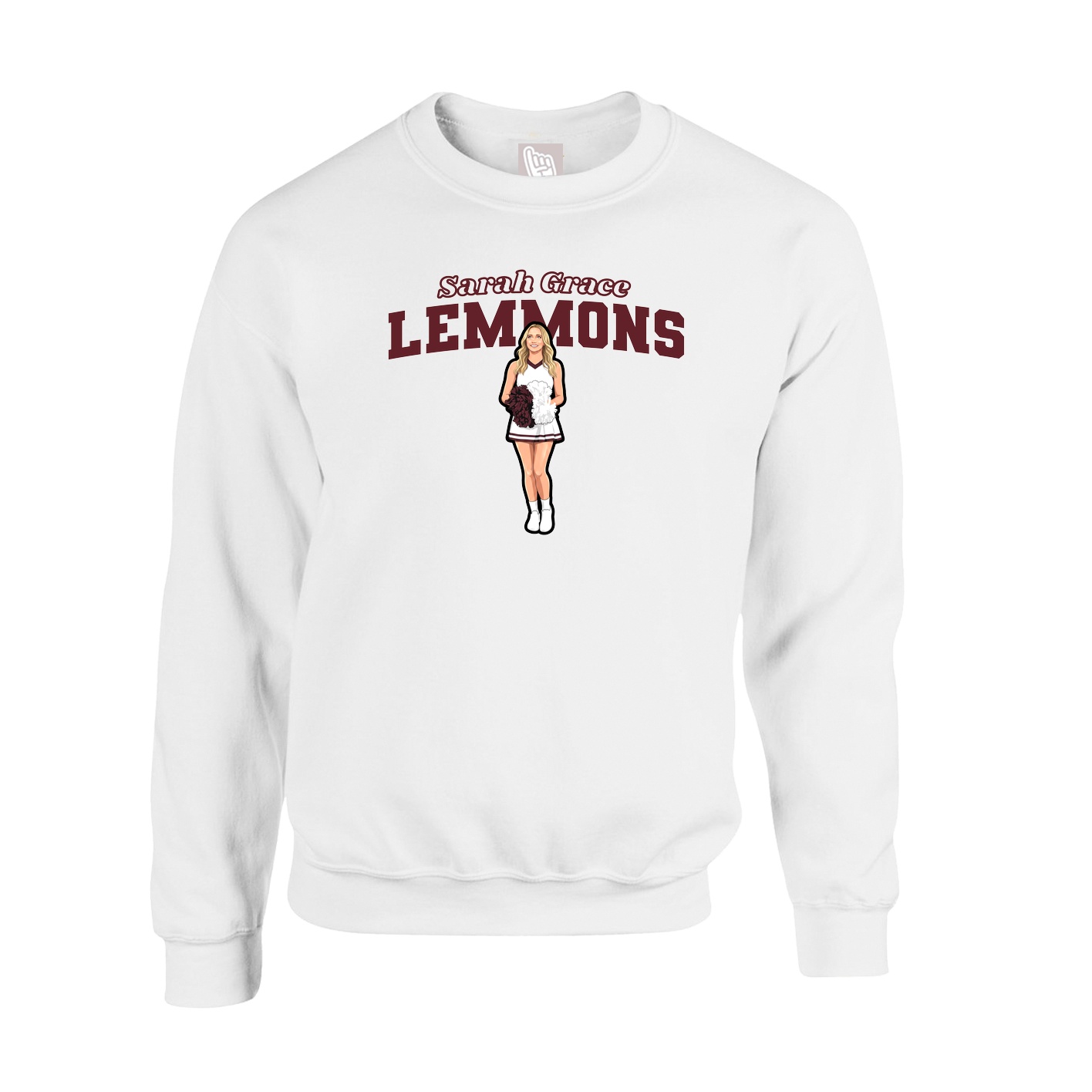 Fleece Crew — Name Arch in White