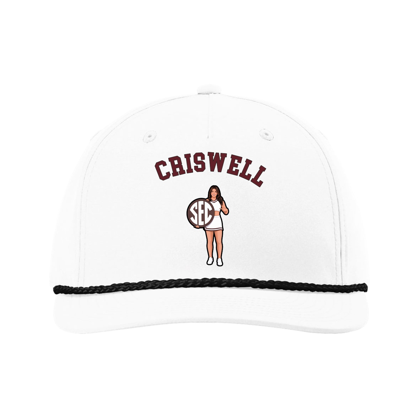 Five-Panel Classic Rope Cap — Shirsey Arch in White