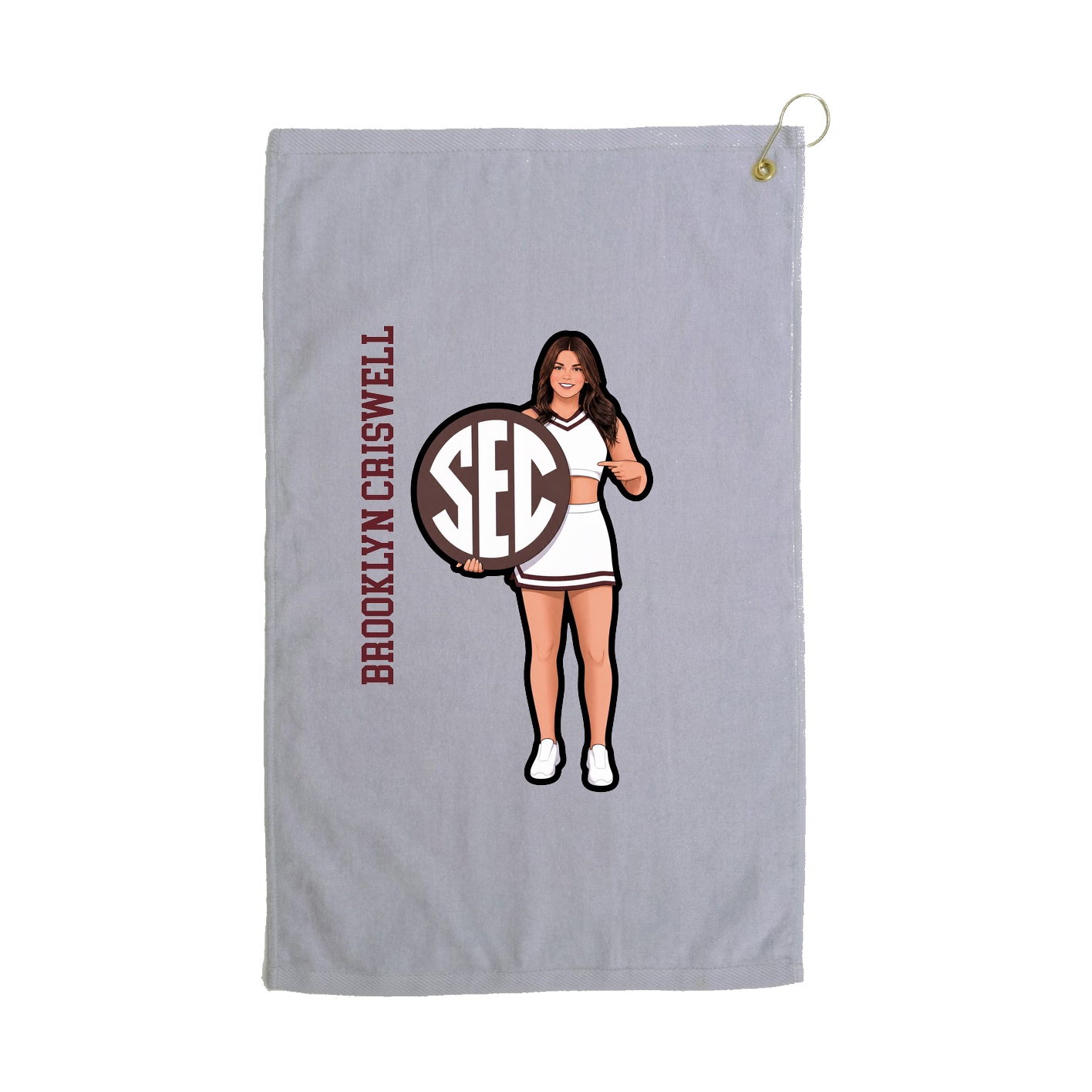 Golf Towel — Name Vertical in Grey