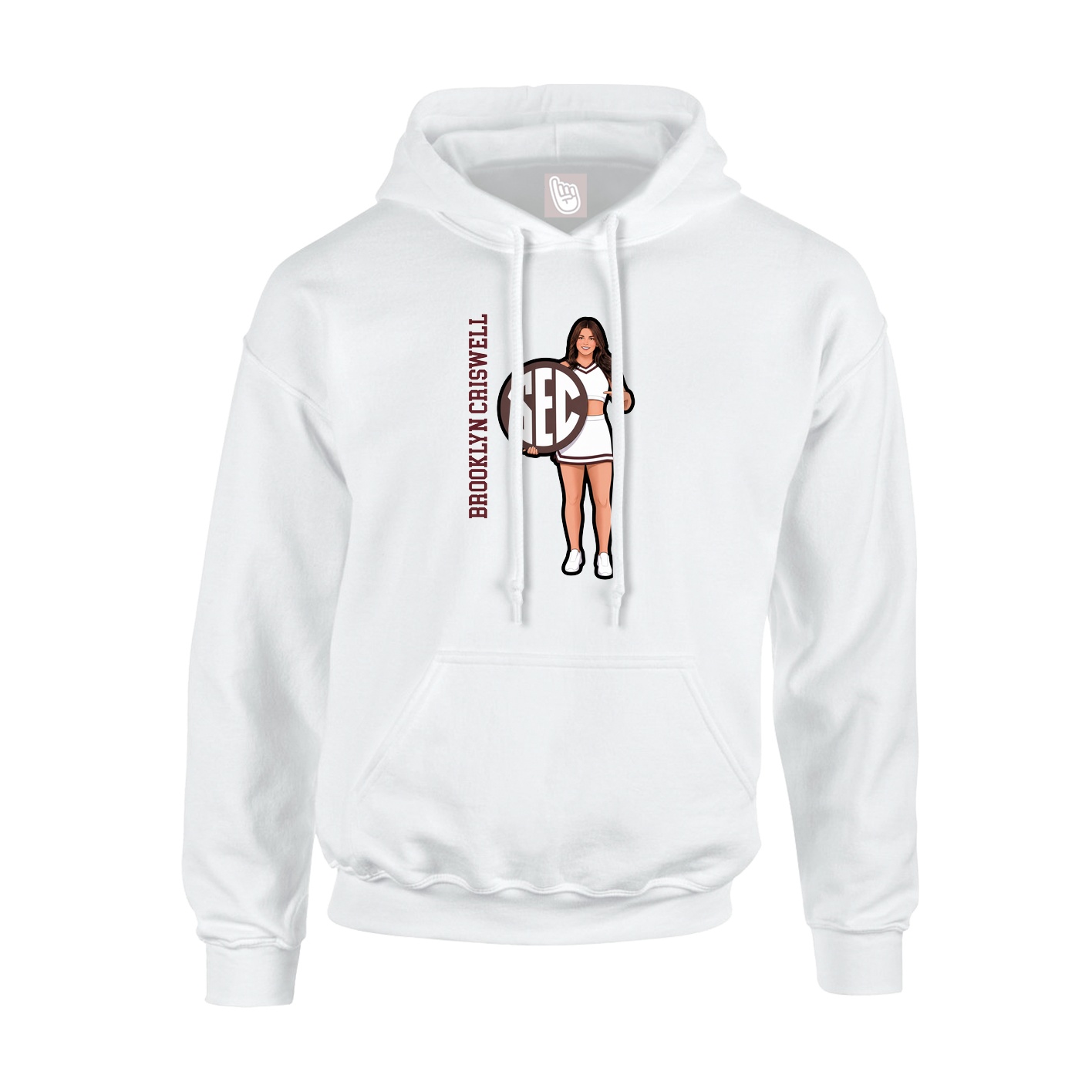 Hoodie — Name Vertical in White