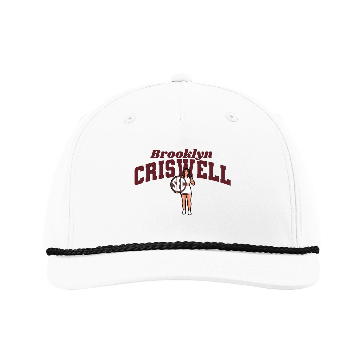 Five-Panel Classic Rope Cap — Signature Arch in White