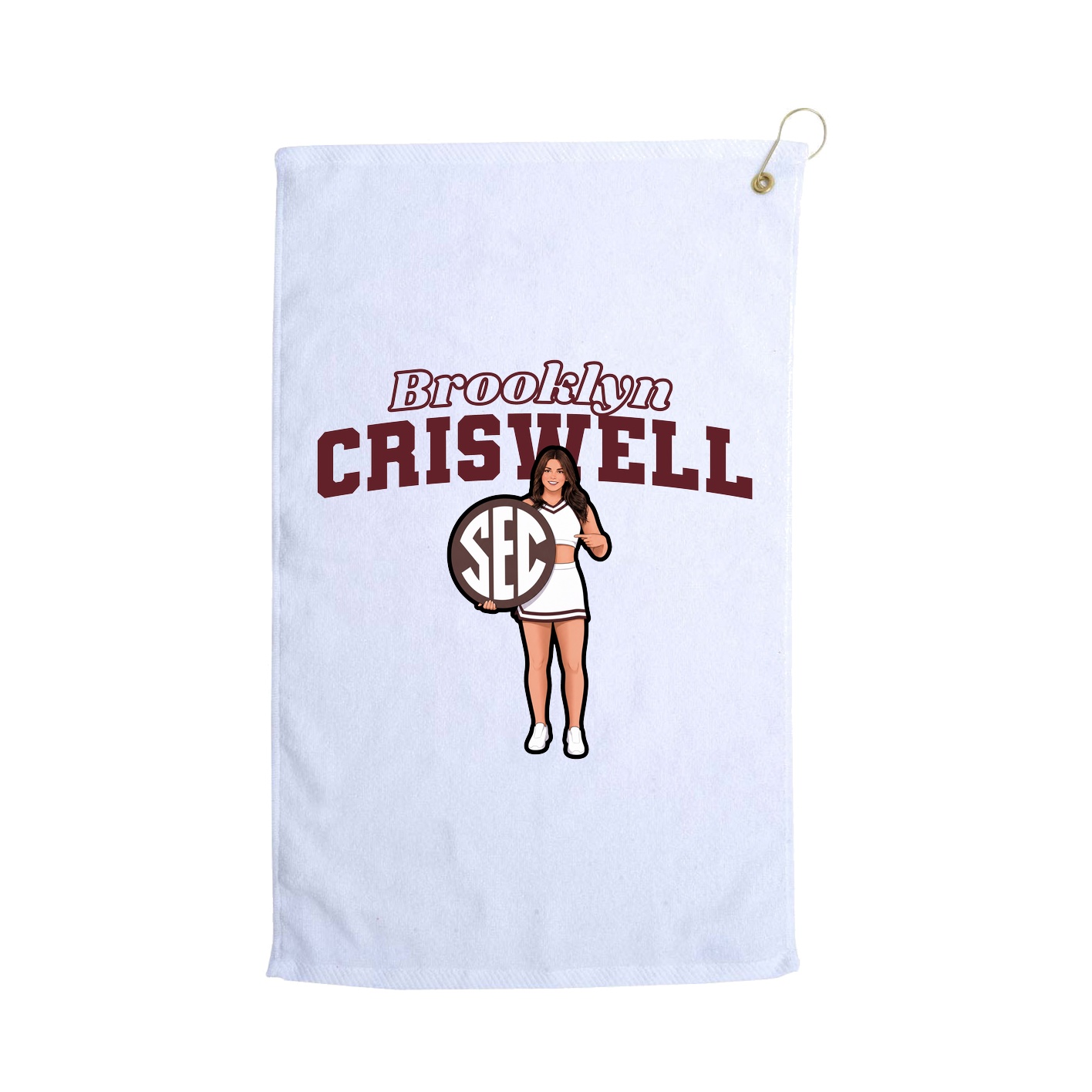 Golf Towel — Name Arch in White