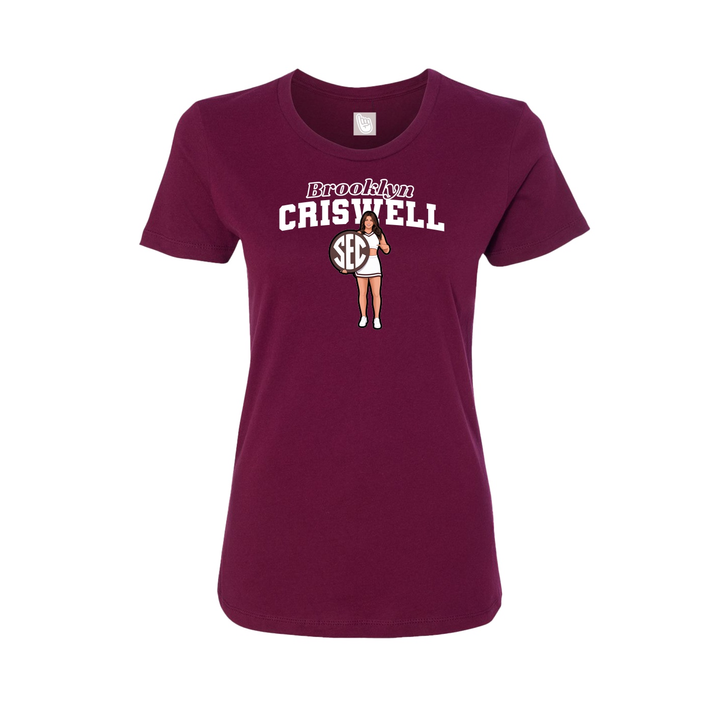 Fitted Women's Tee — Name Arch in Maroon