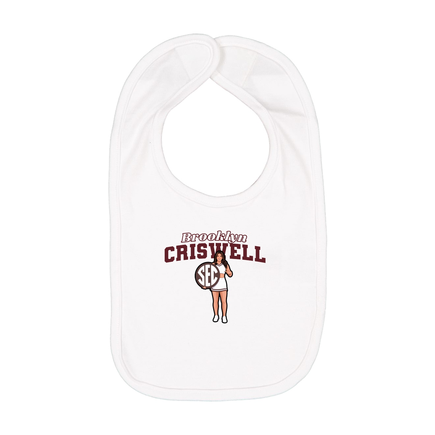 Infant Bib — Name Arch in White