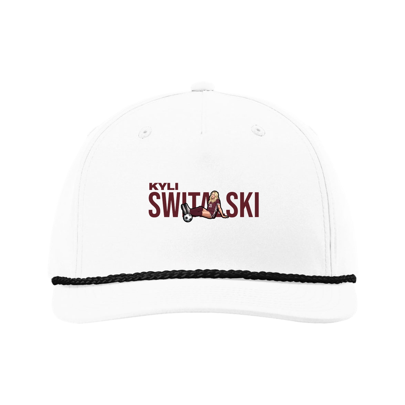 Five-Panel Classic Rope Cap — Player Name in White