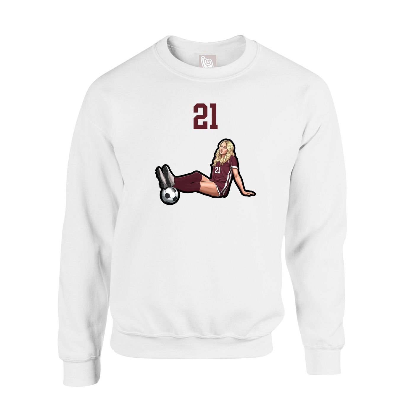 Fleece Crew — Number Top in White