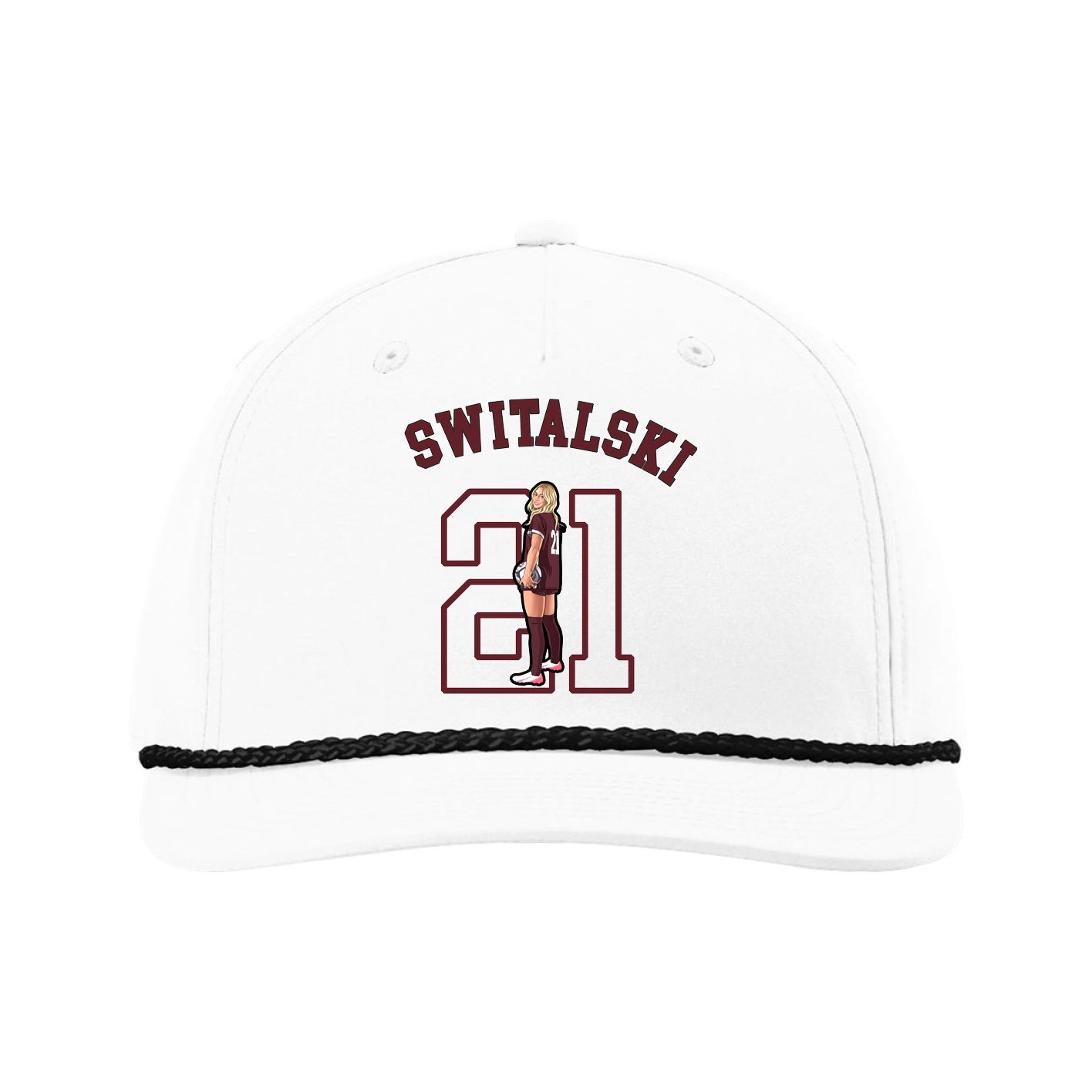 Five-Panel Classic Rope Cap — Shirsey Arch in White