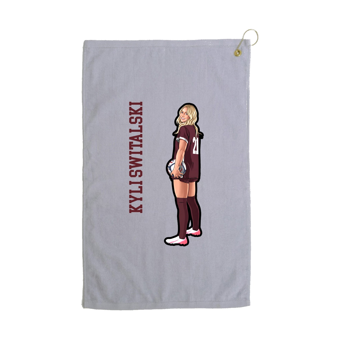 Golf Towel — Name Vertical in Grey