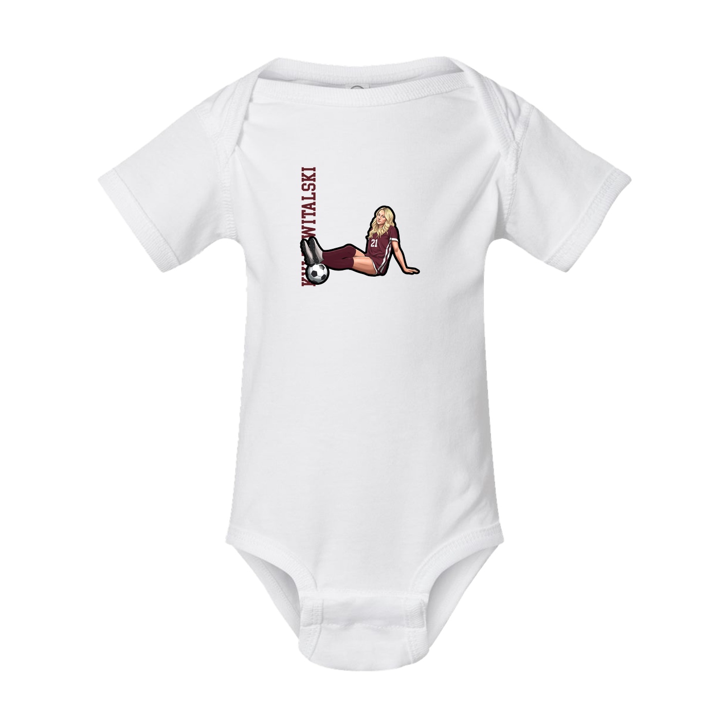 Baby Onesie — Name Vertical in White