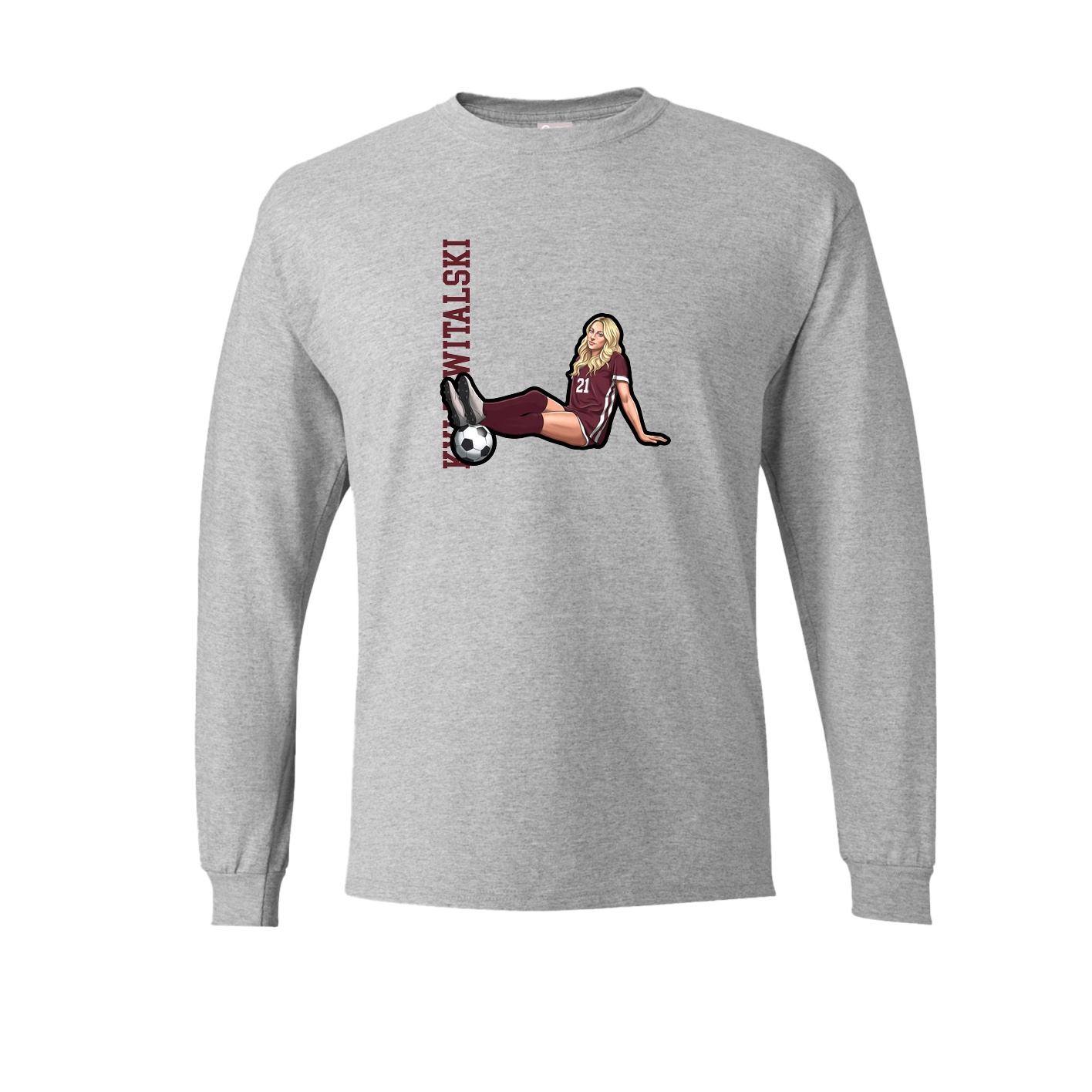 Long Sleeve Tee — Name Vertical in Grey