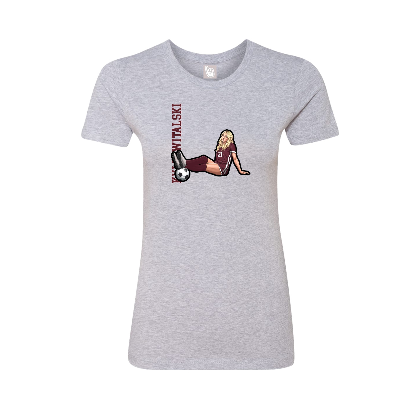 Fitted Women's Tee — Name Vertical in Grey
