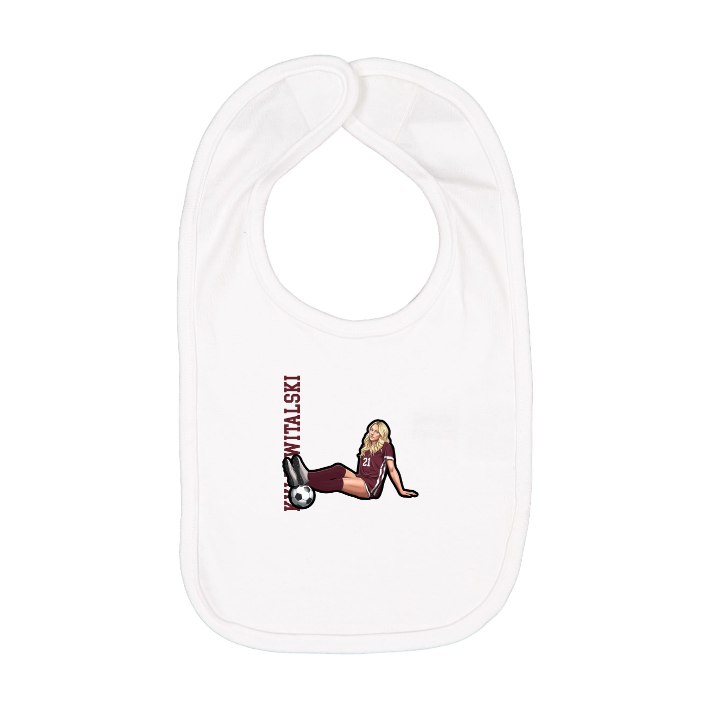 Infant Bib — Name Vertical in White