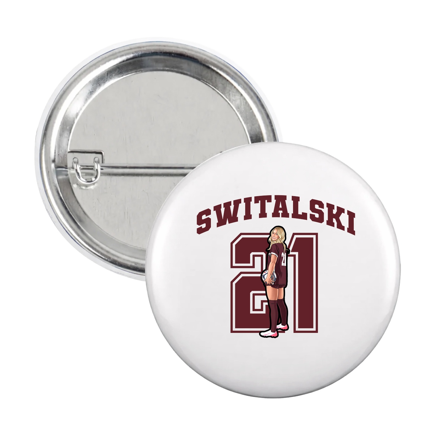 Game Day Button — Number in White