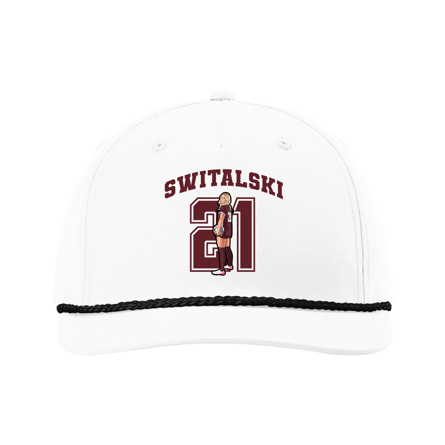 Five-Panel Classic Rope Cap — Number in White