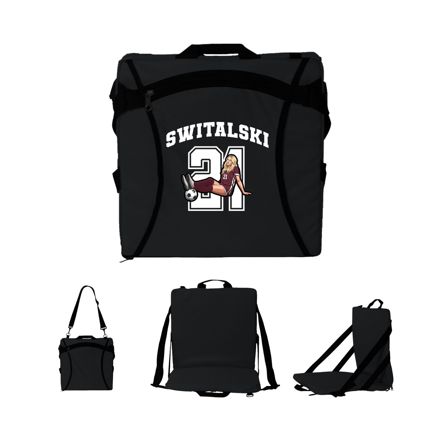 Folding Stadium Seat — Number in Black