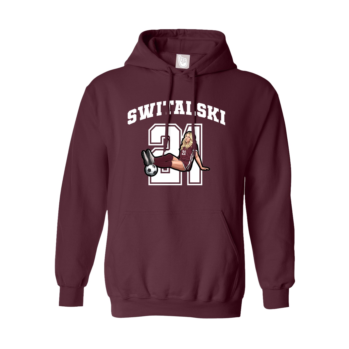 Hoodie — Number in Maroon