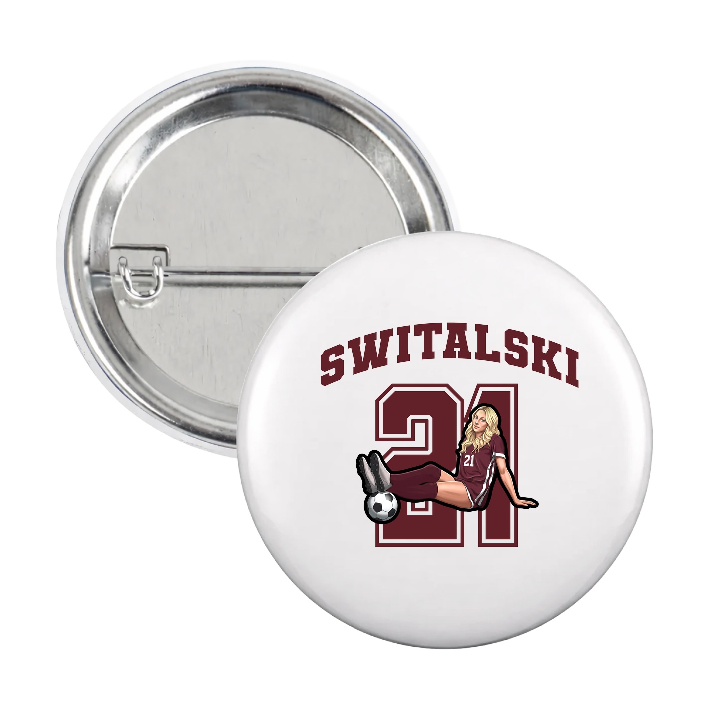 Game Day Button — Number in White