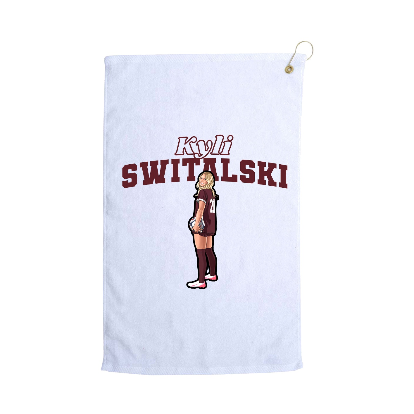 Golf Towel — Name Arch in White