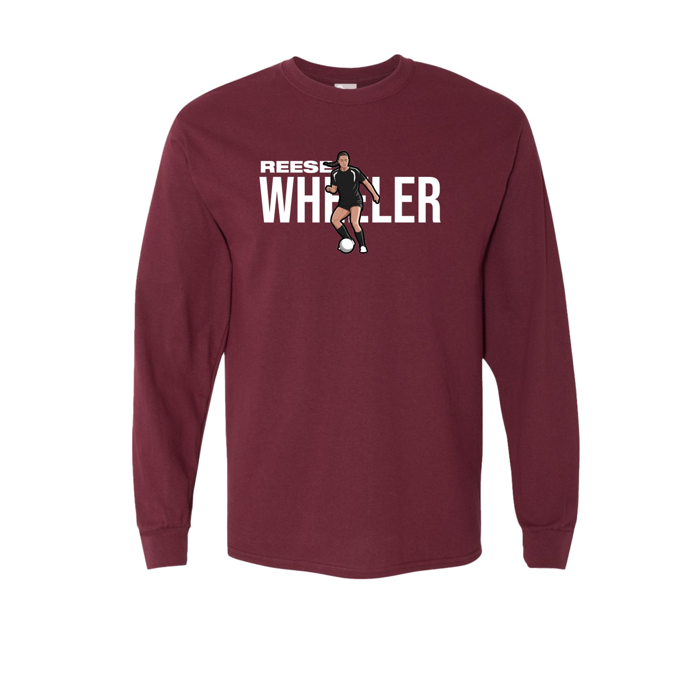 Long Sleeve Tee — Player Name in Maroon