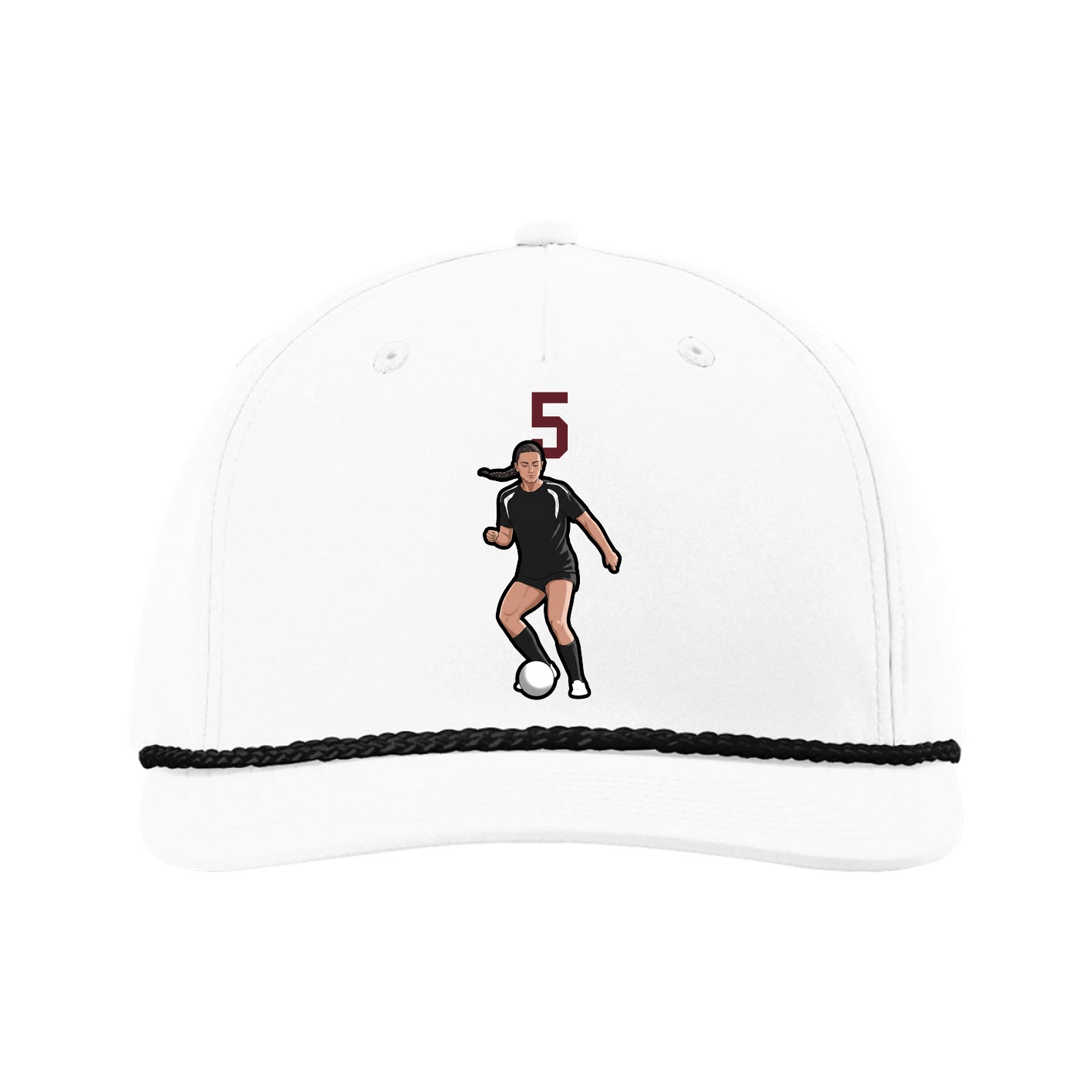 Five-Panel Classic Rope Cap — Number Top in White